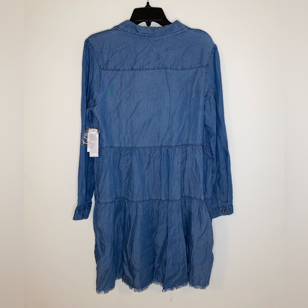Maternity tencel blue long sleeve dress new with tags size small - Picture 2 of 9